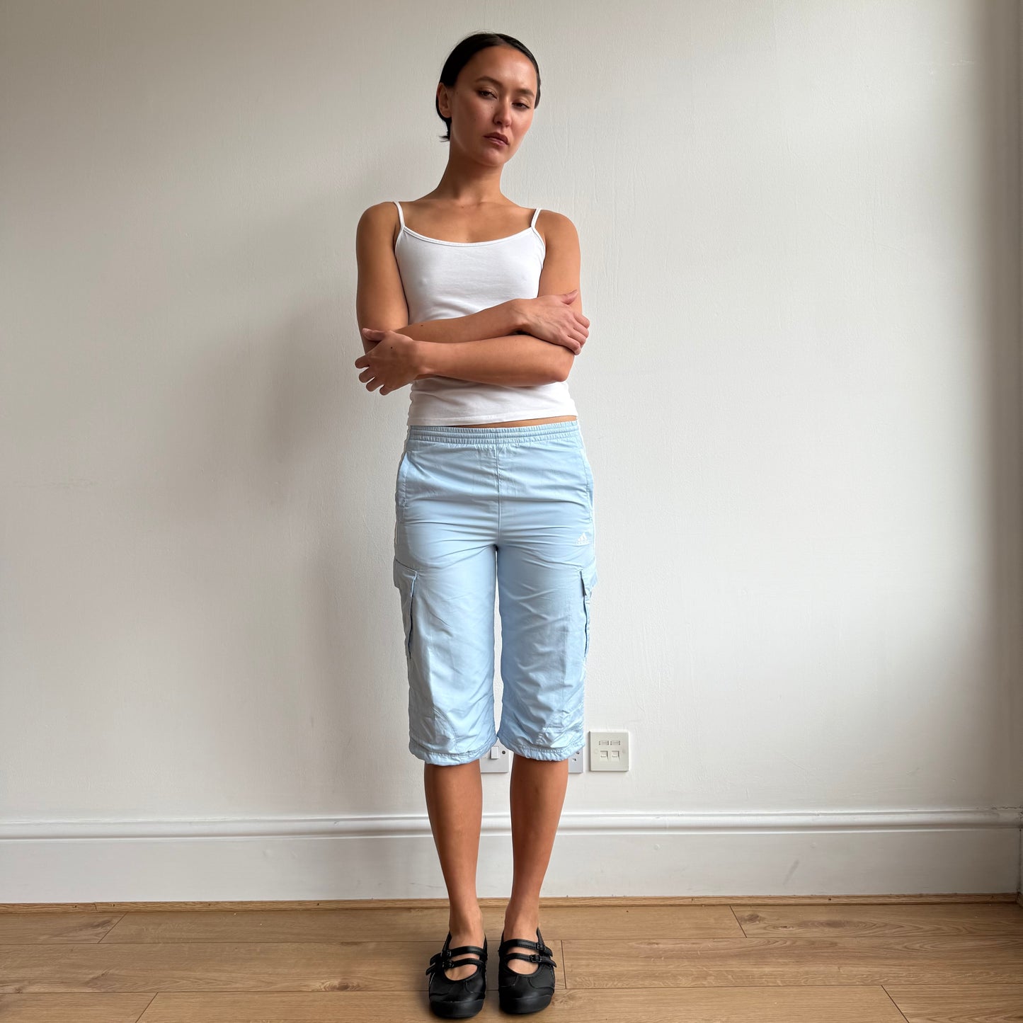 Baby blue Adidas cargo capris - Size XS
