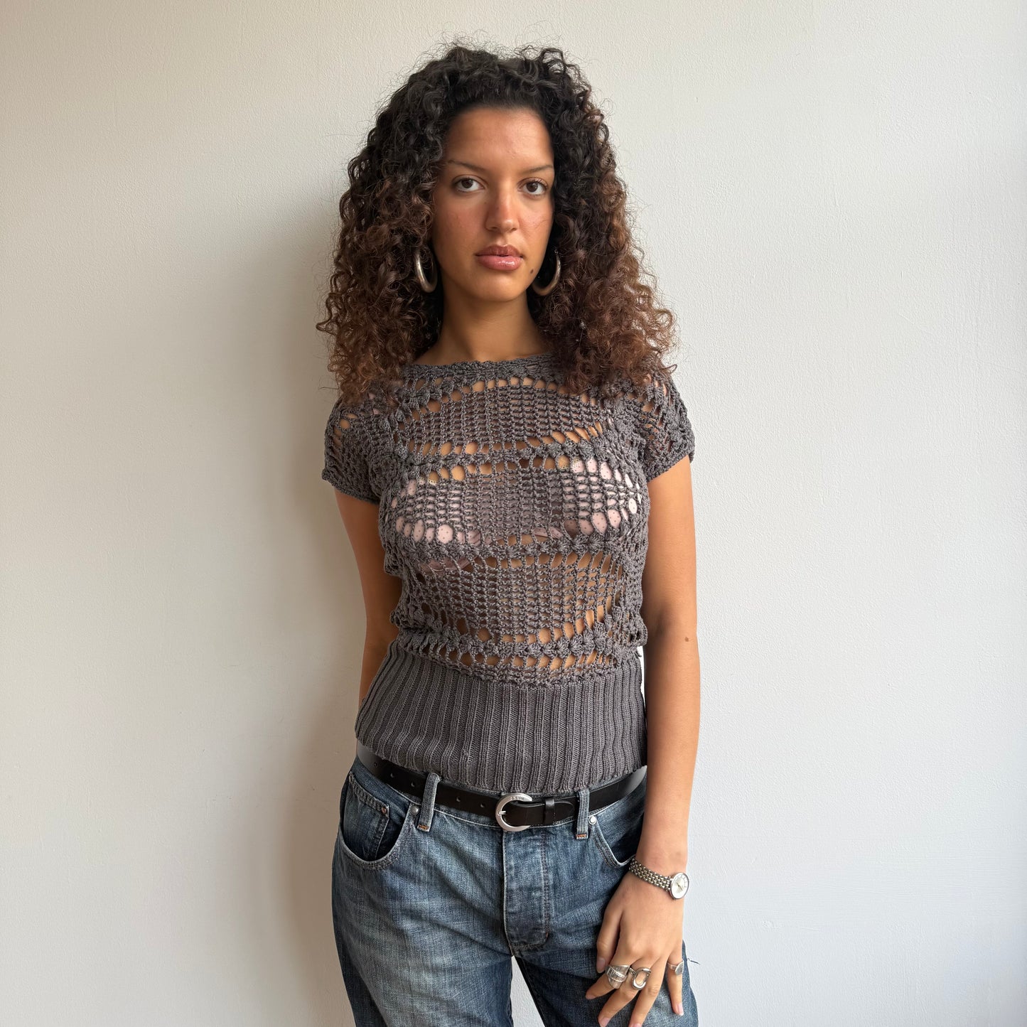 Charcoal crochet knit - Size S