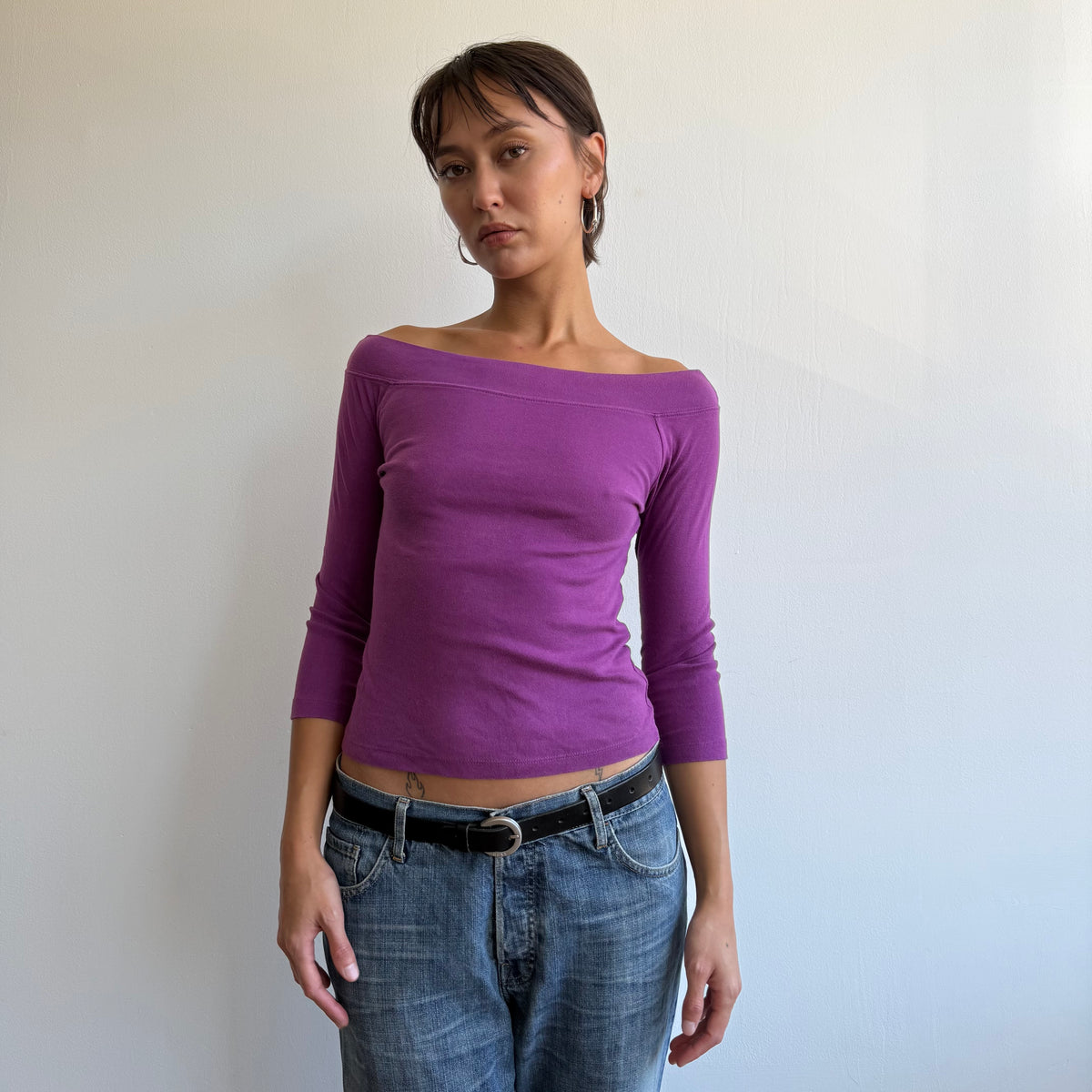 Purple 3/4 sleeve top - Size S