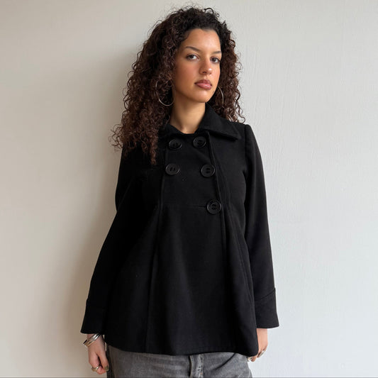 Black button peacoat - Size M/L