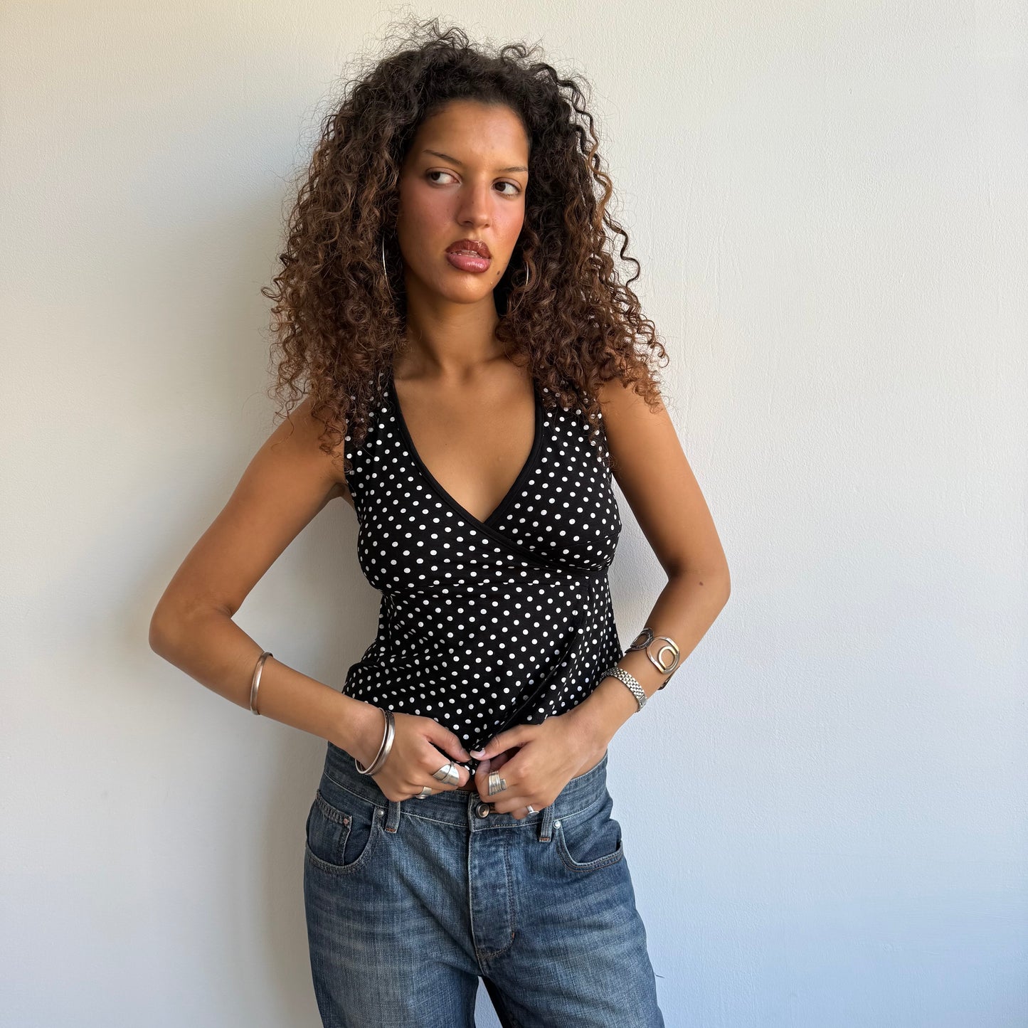 Polka dot wrap top - Size S