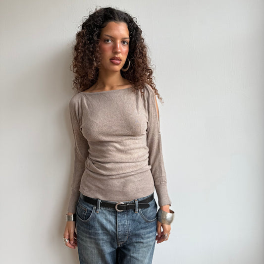Beige slouchy button arm knit - Size S