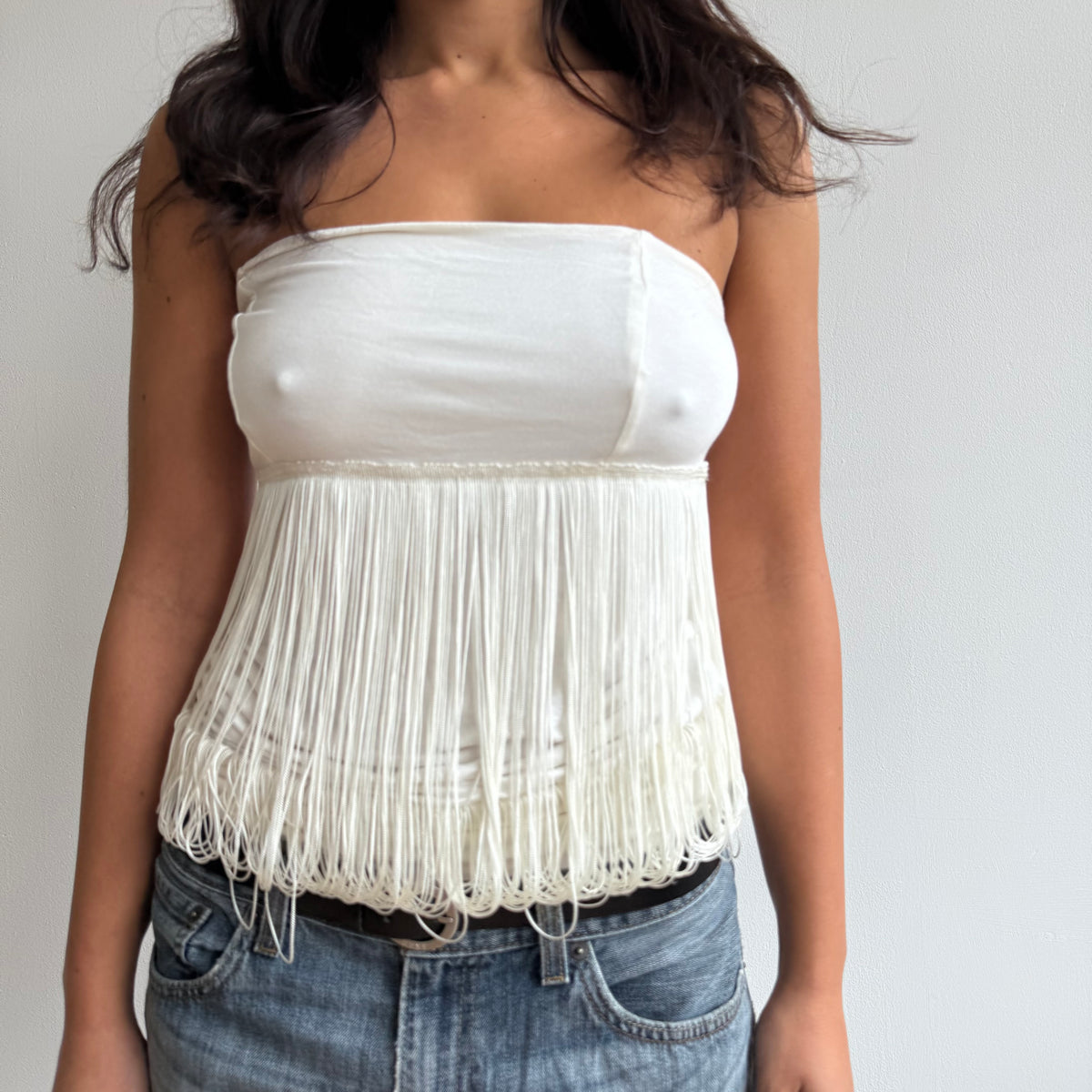 Cream tassel tube top - Size S