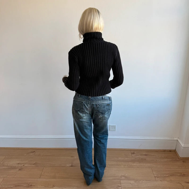 Black ELLE roll neck jumper - Size S