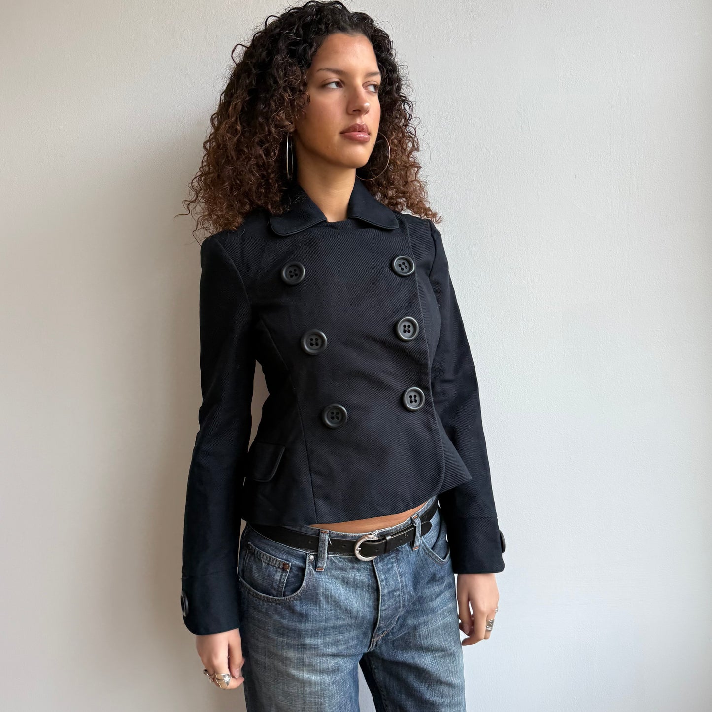 Black double breasted peacoat - Size S/M