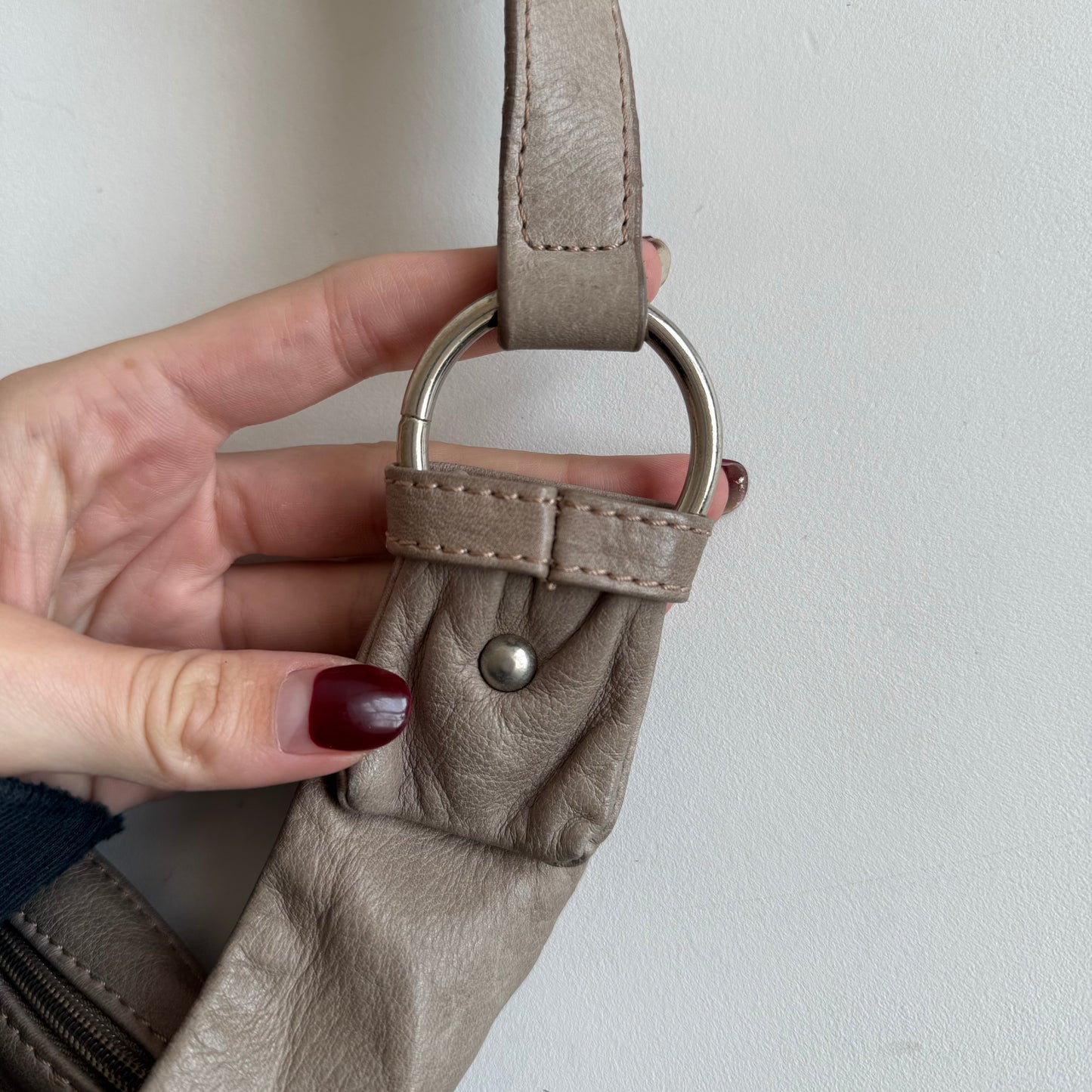 Beige leather mini bag