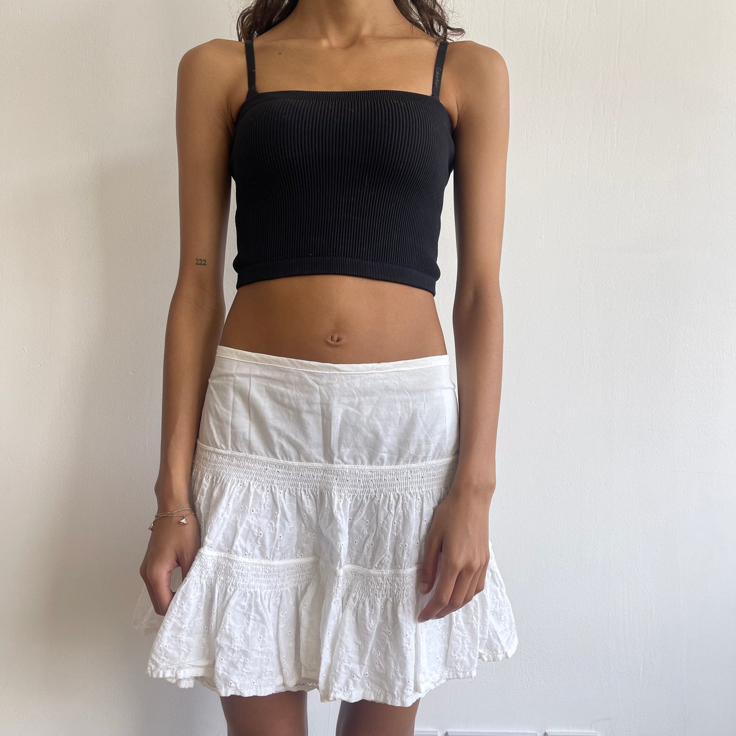 White broderie anglaise mini skirt - Size M