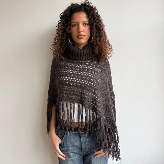 Brown knit poncho - One Size