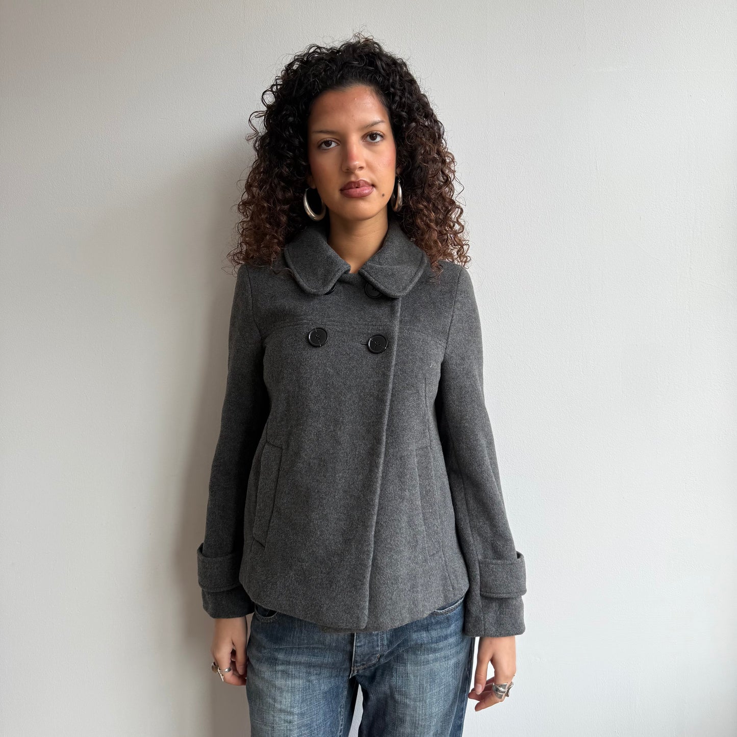 Grey wool peacoat - Size M