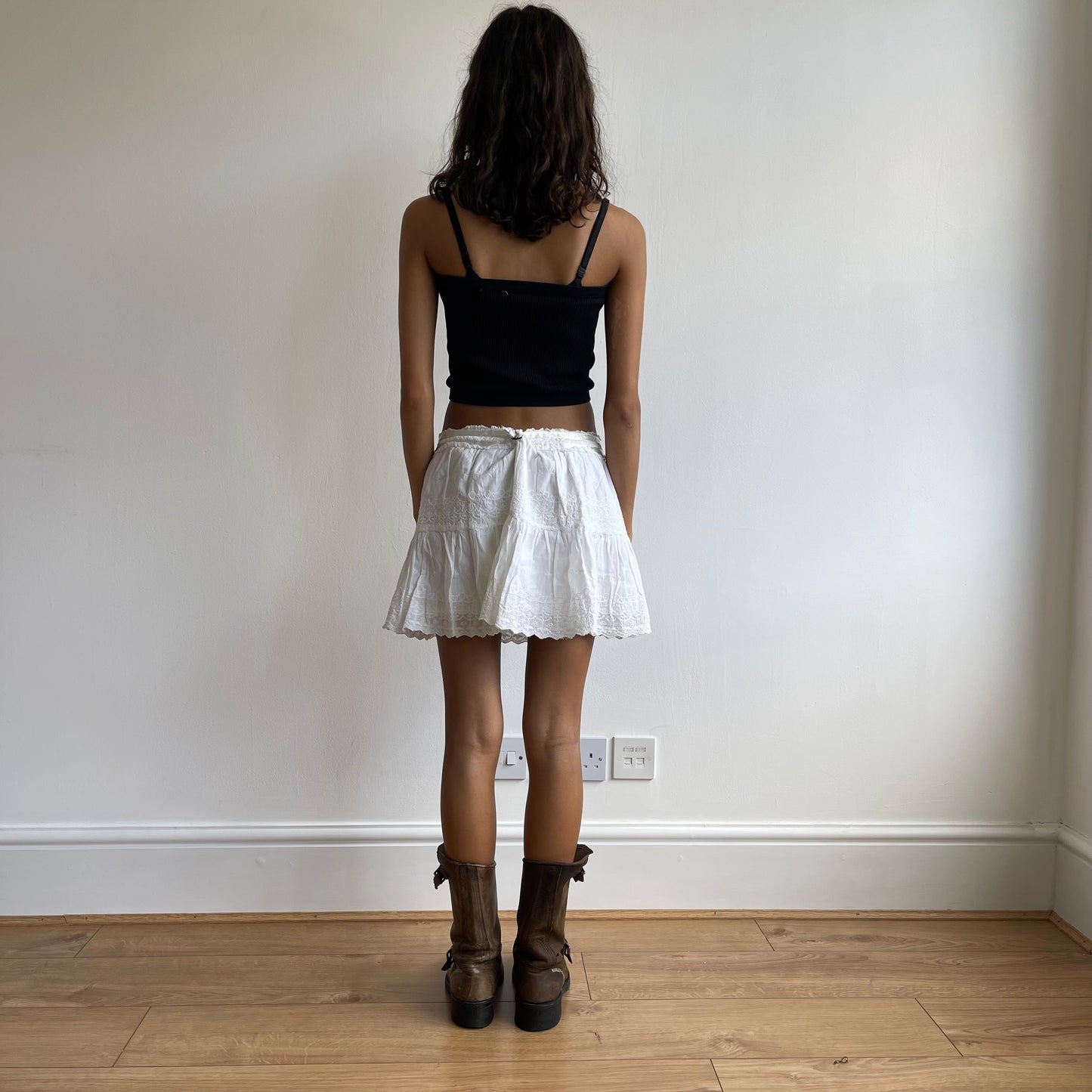 White tie-side mini skirt - Size S