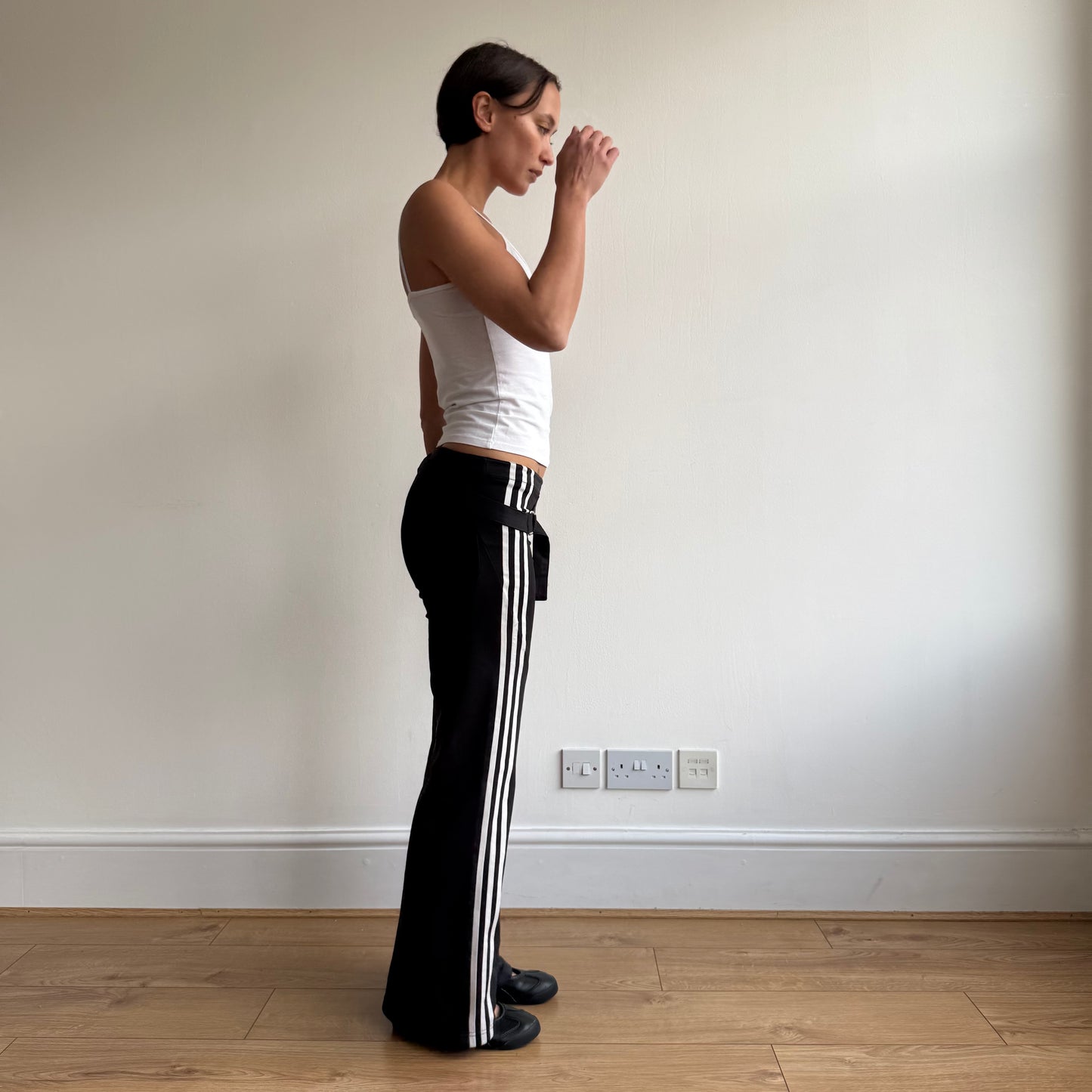 Black Adidas stripe flared yoga pants - Size S