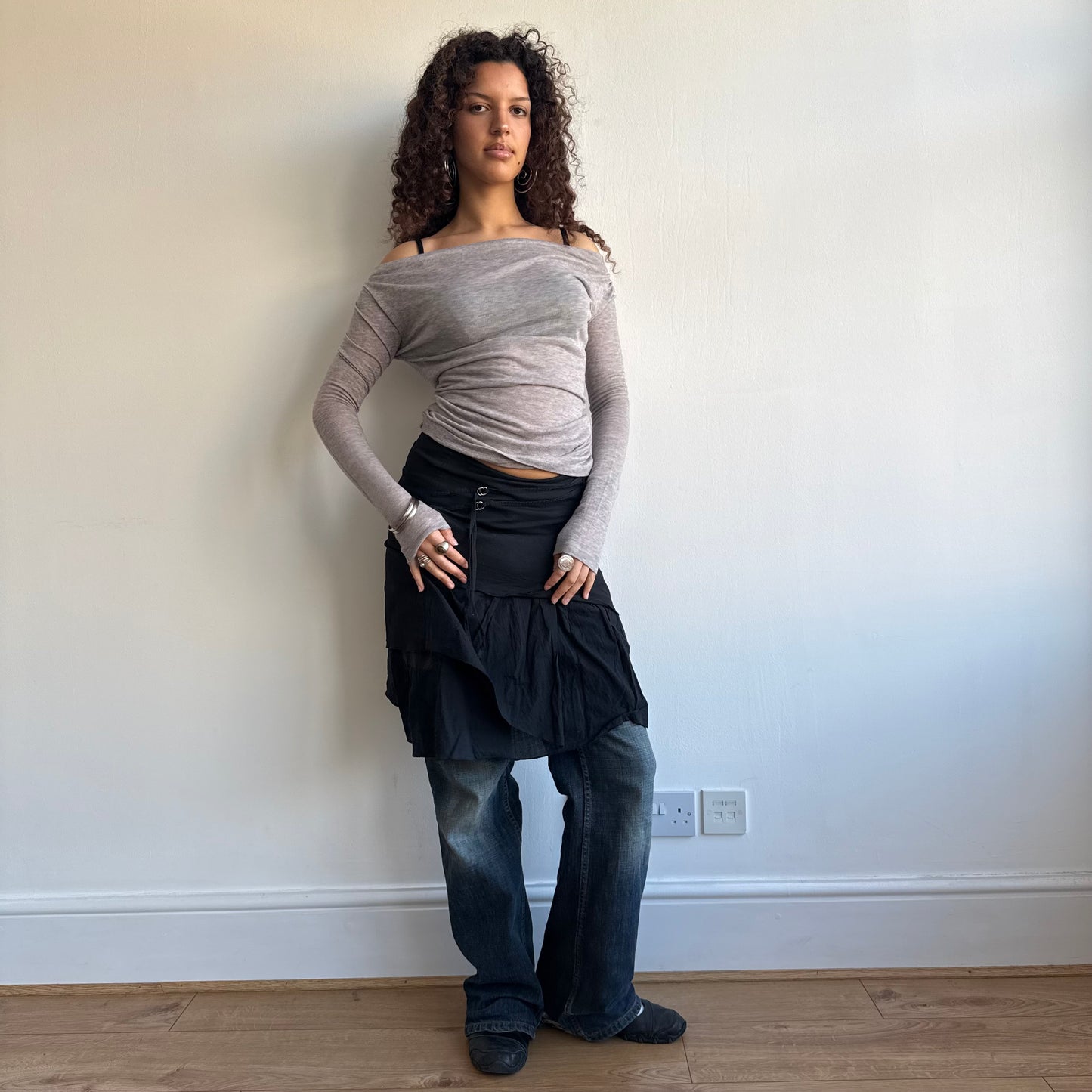 Black d-ring skirt - Size S