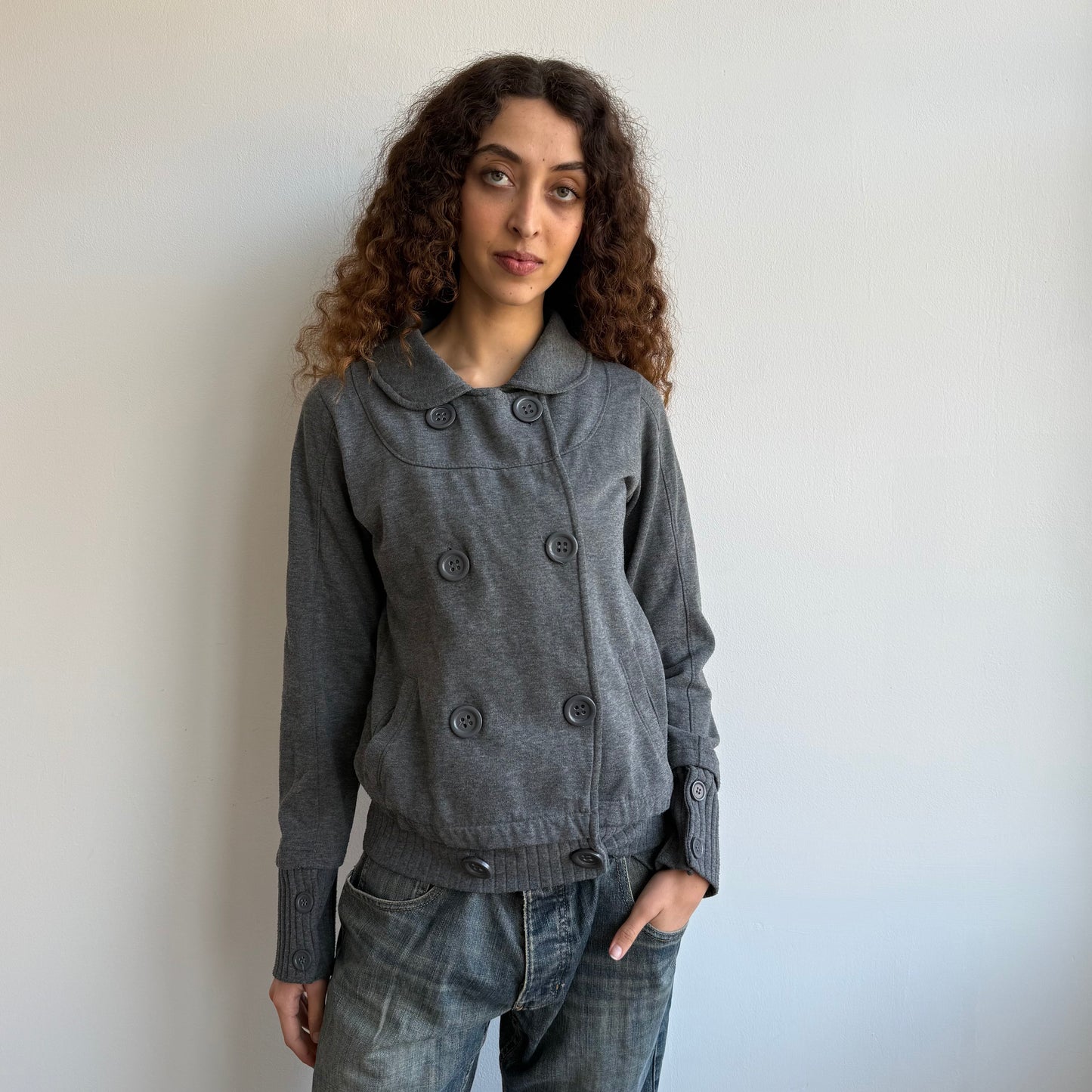 Charcoal grey peacoat bomber - Size M