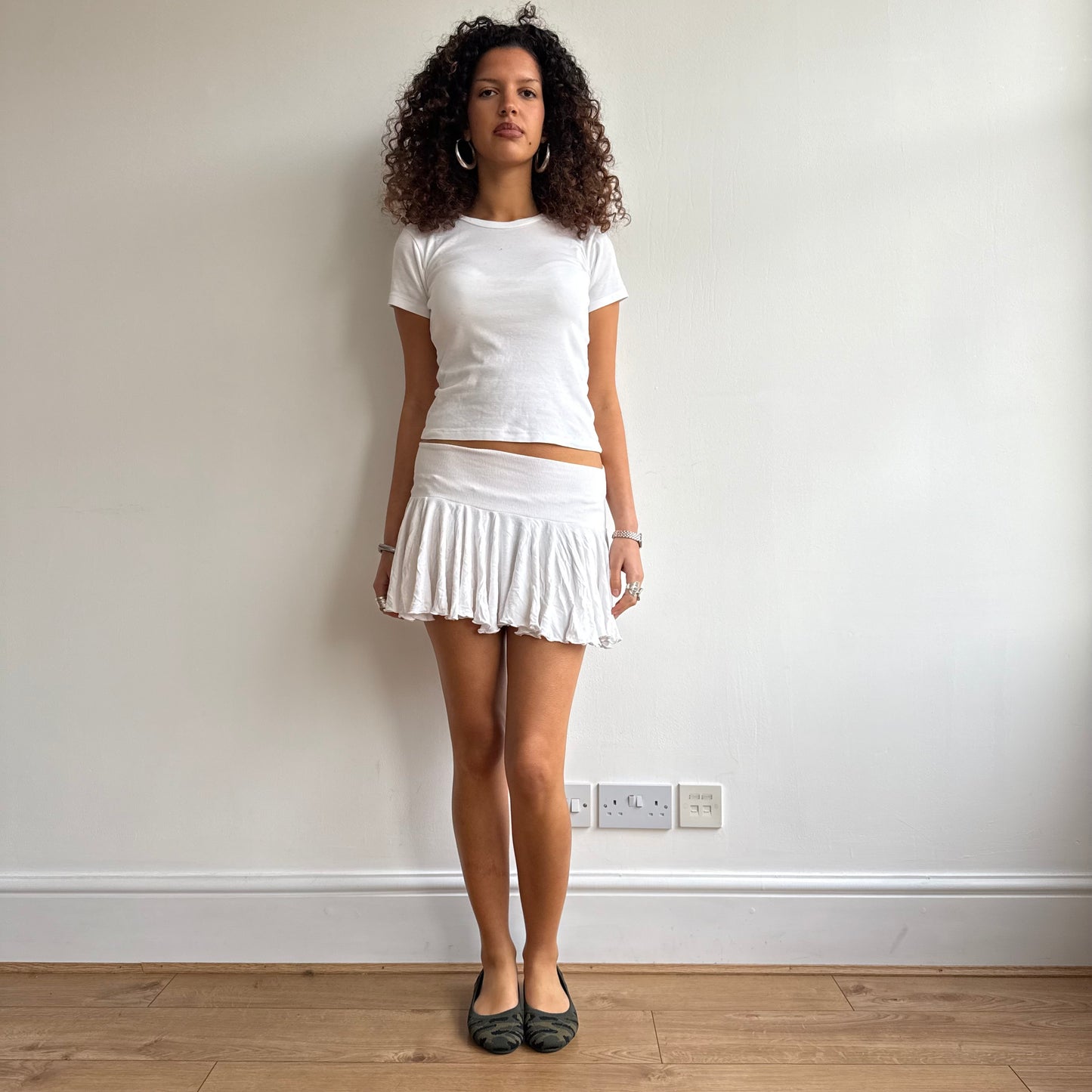 White ruffle mini skirt - Size S
