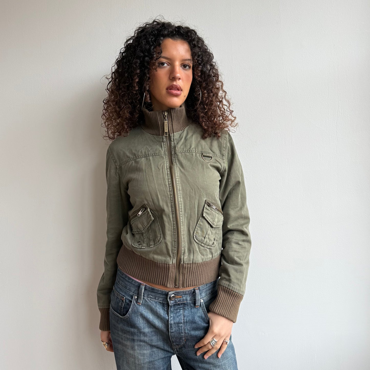 Khaki cargo bomber jacket - Size M