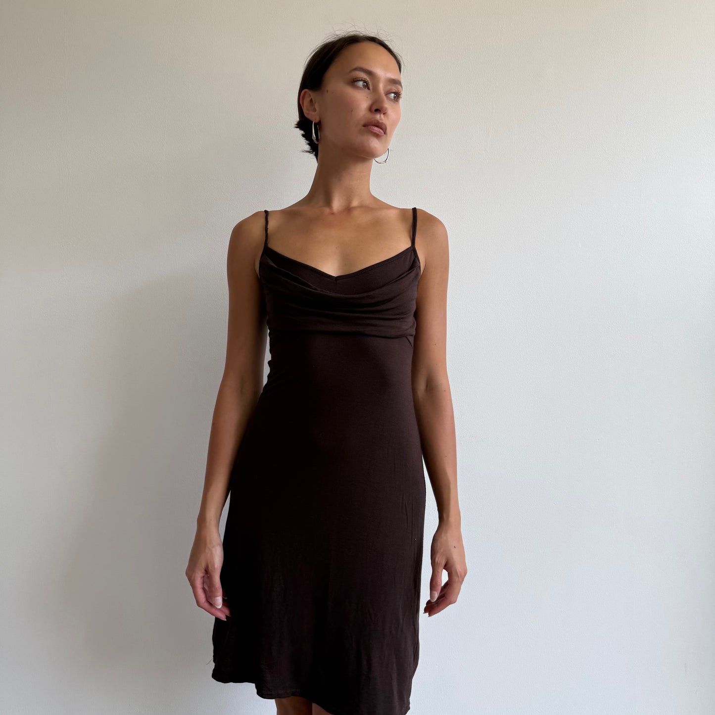 Brown cowl neck tie dress - Size S