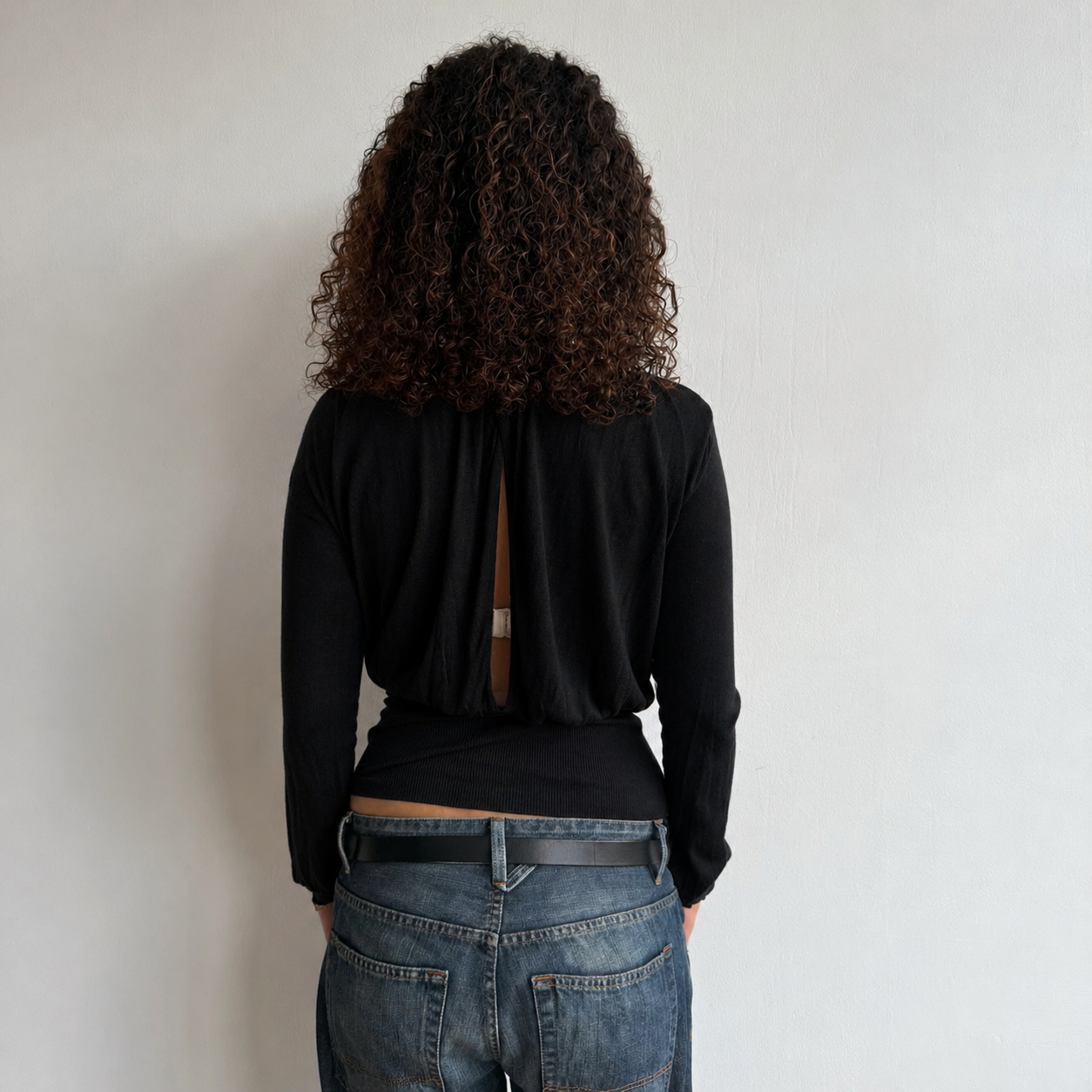 Black slouchy keyhole knit - Size S