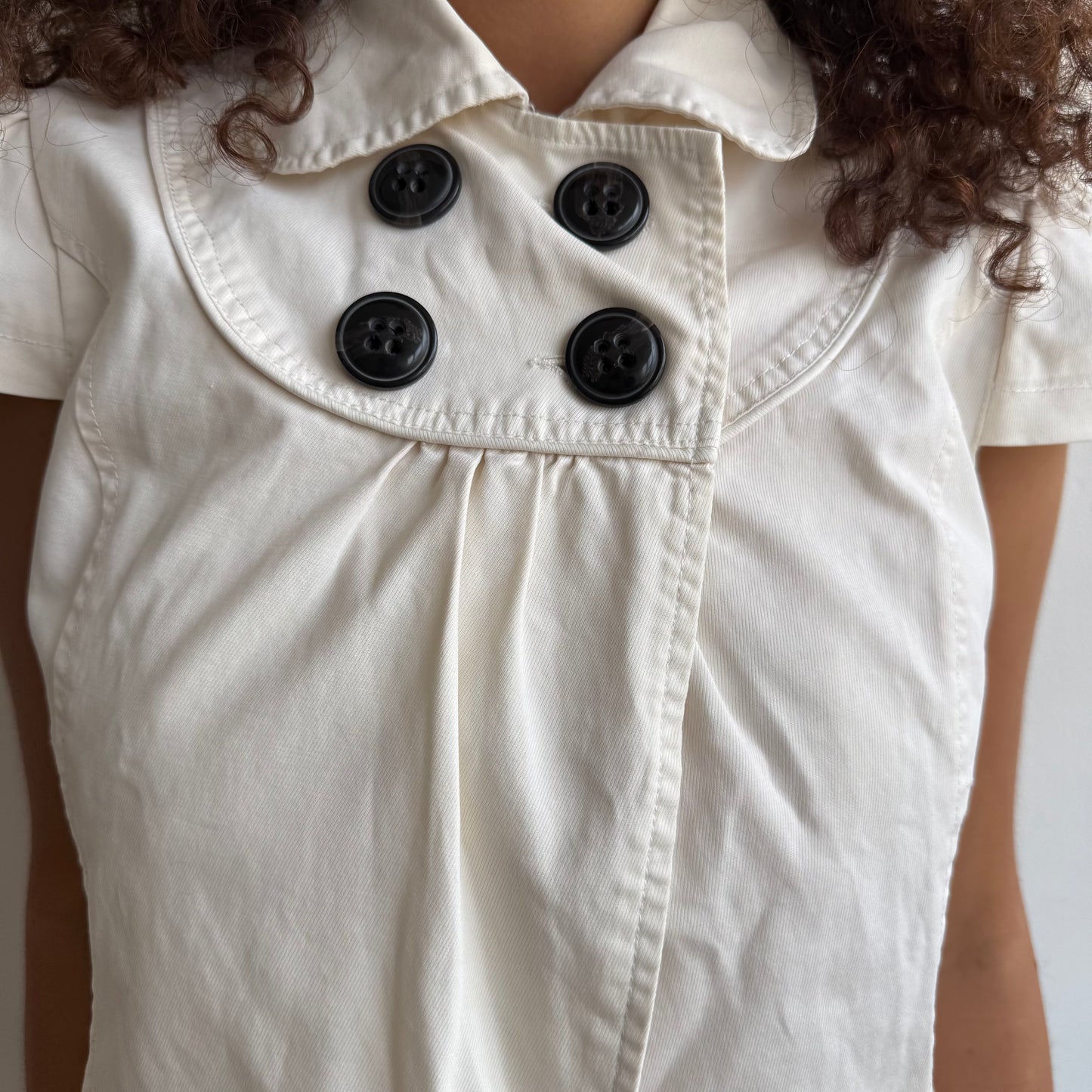 Cream short sleeve peacoat - Size M