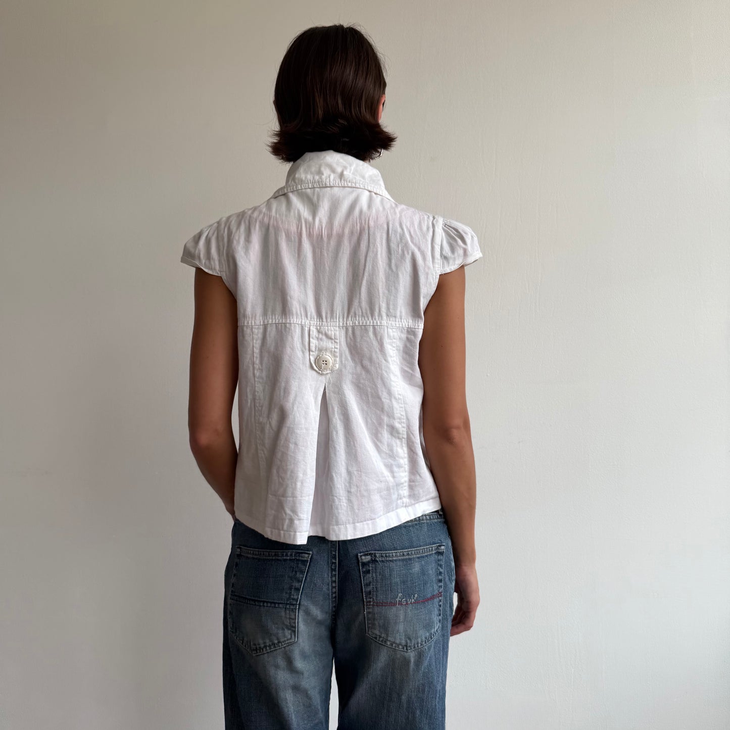 White short sleeve peacoat - Size S