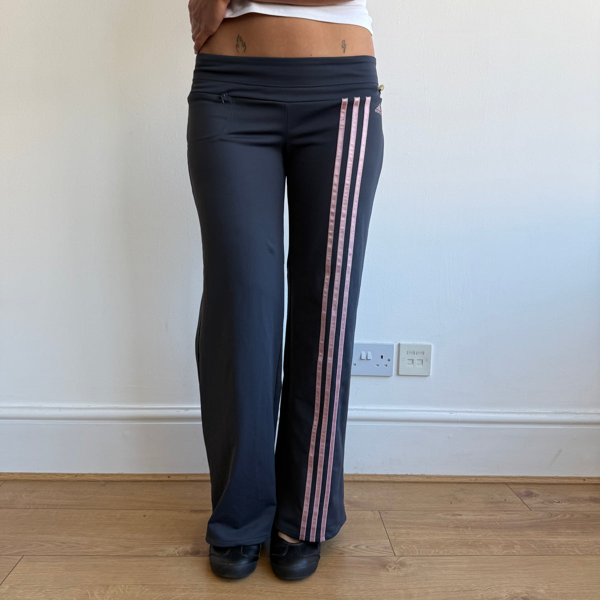 Navy + pink Adidas yoga pants - Size S