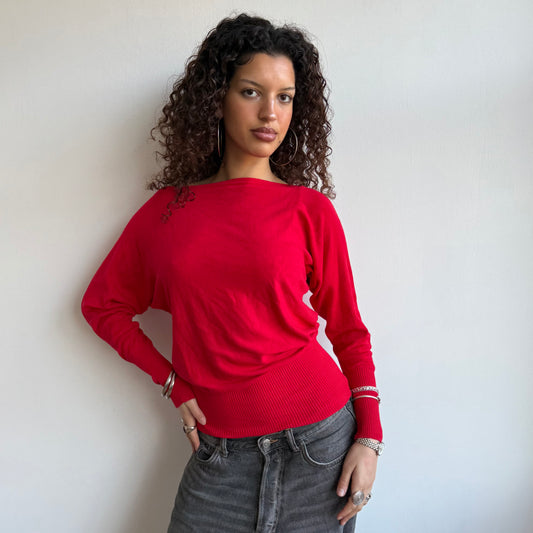 Red slouchy knit jumper - Size S-M