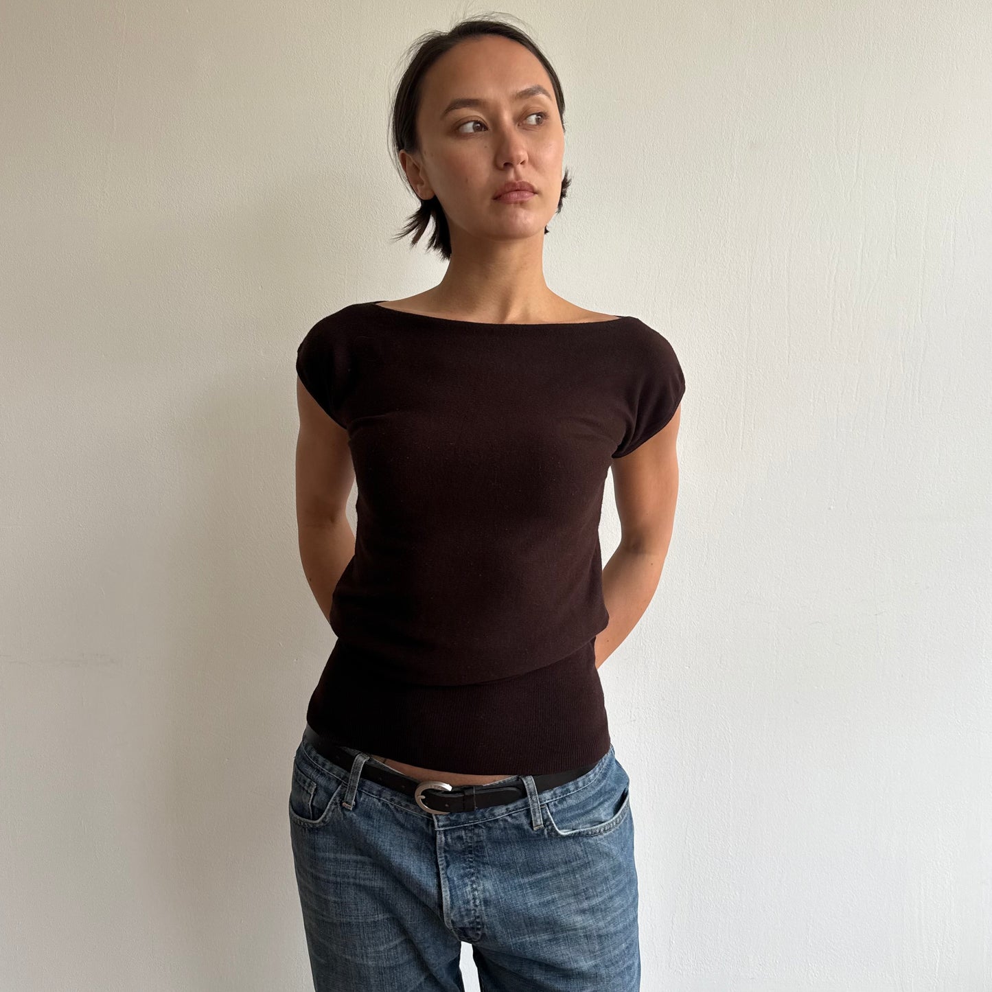 Brown short sleeve knit - Size S