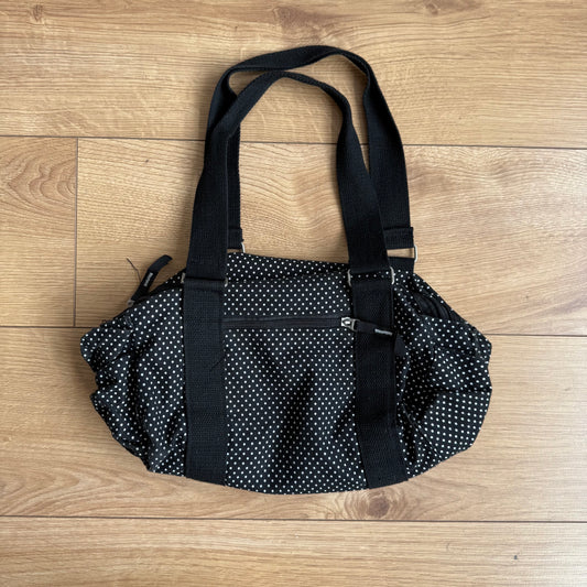 Black polka dot bowling bag