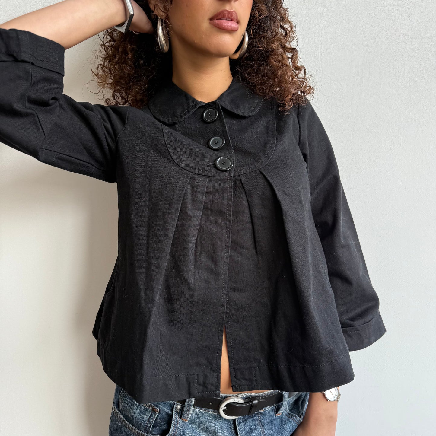 Black 3/4 sleeve peacoat - Size S