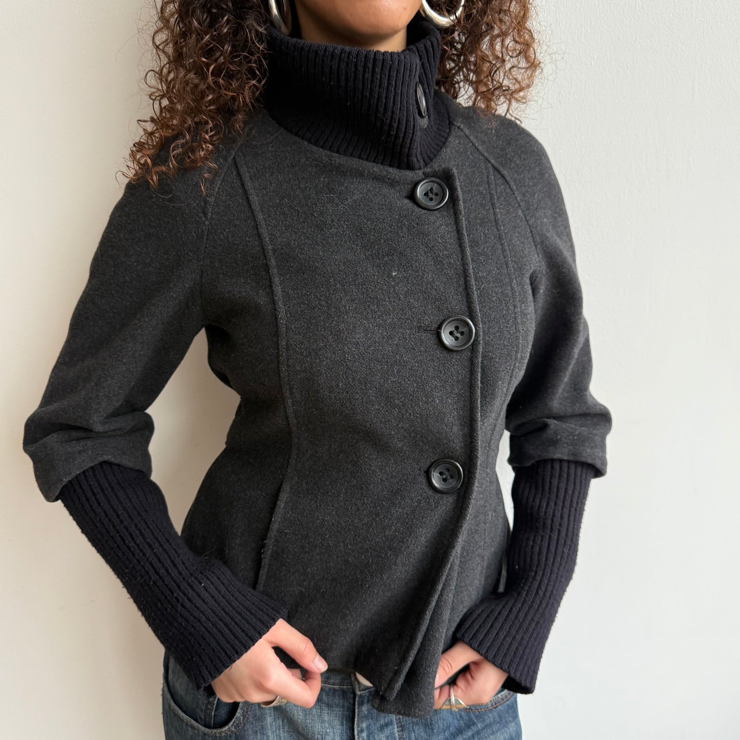 Charcoal bi-material jacket - Size M