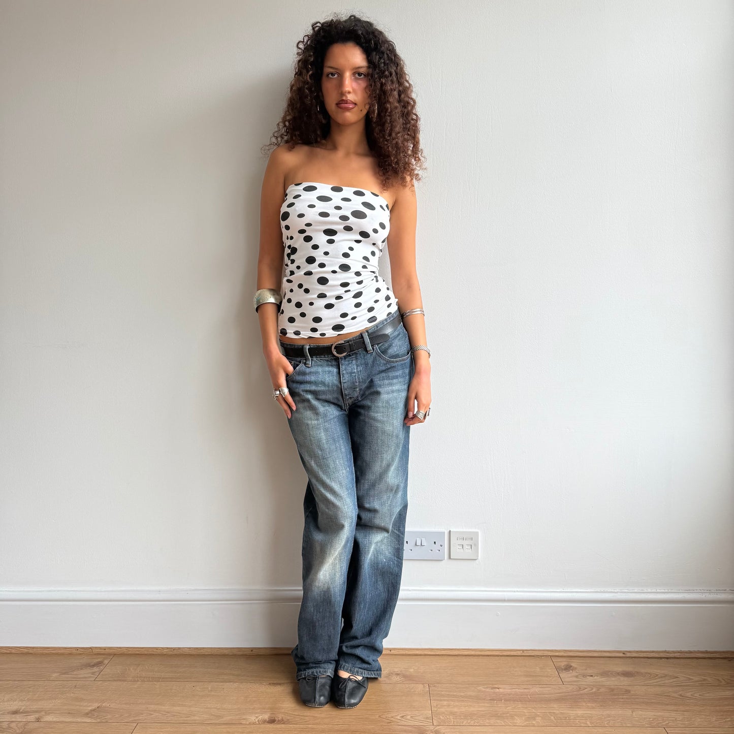 White polka dot bandeau - Size S