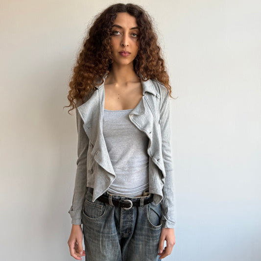 Grey ruffle peacoat jumper - Size S