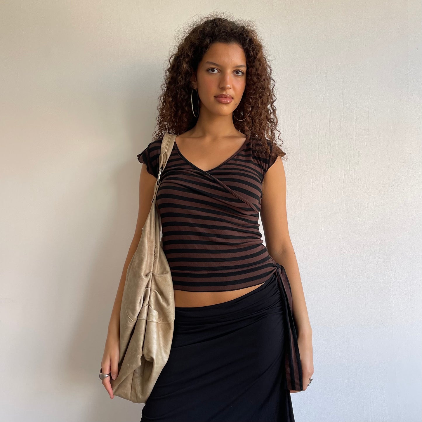 Brown stripe T-shirt - Size S (1)