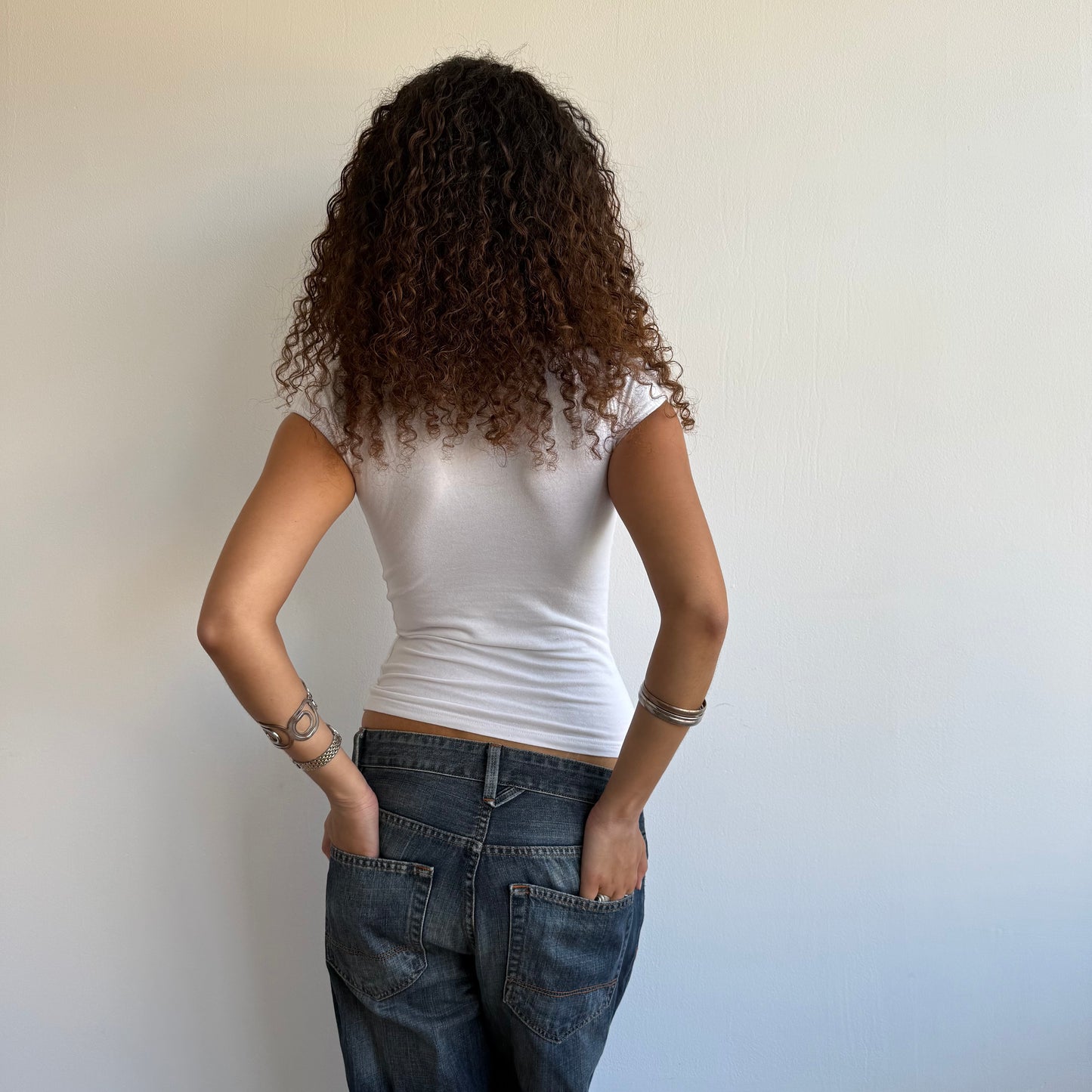 White button bardot top - Size XS