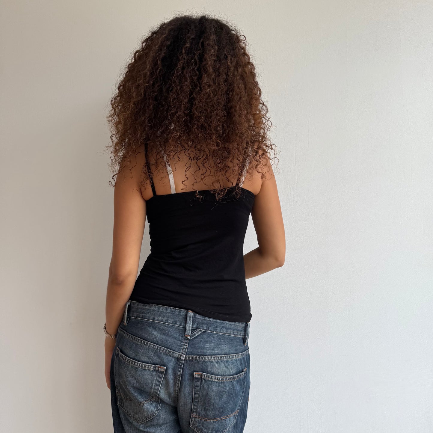 Black asymmetric button cami - Size S