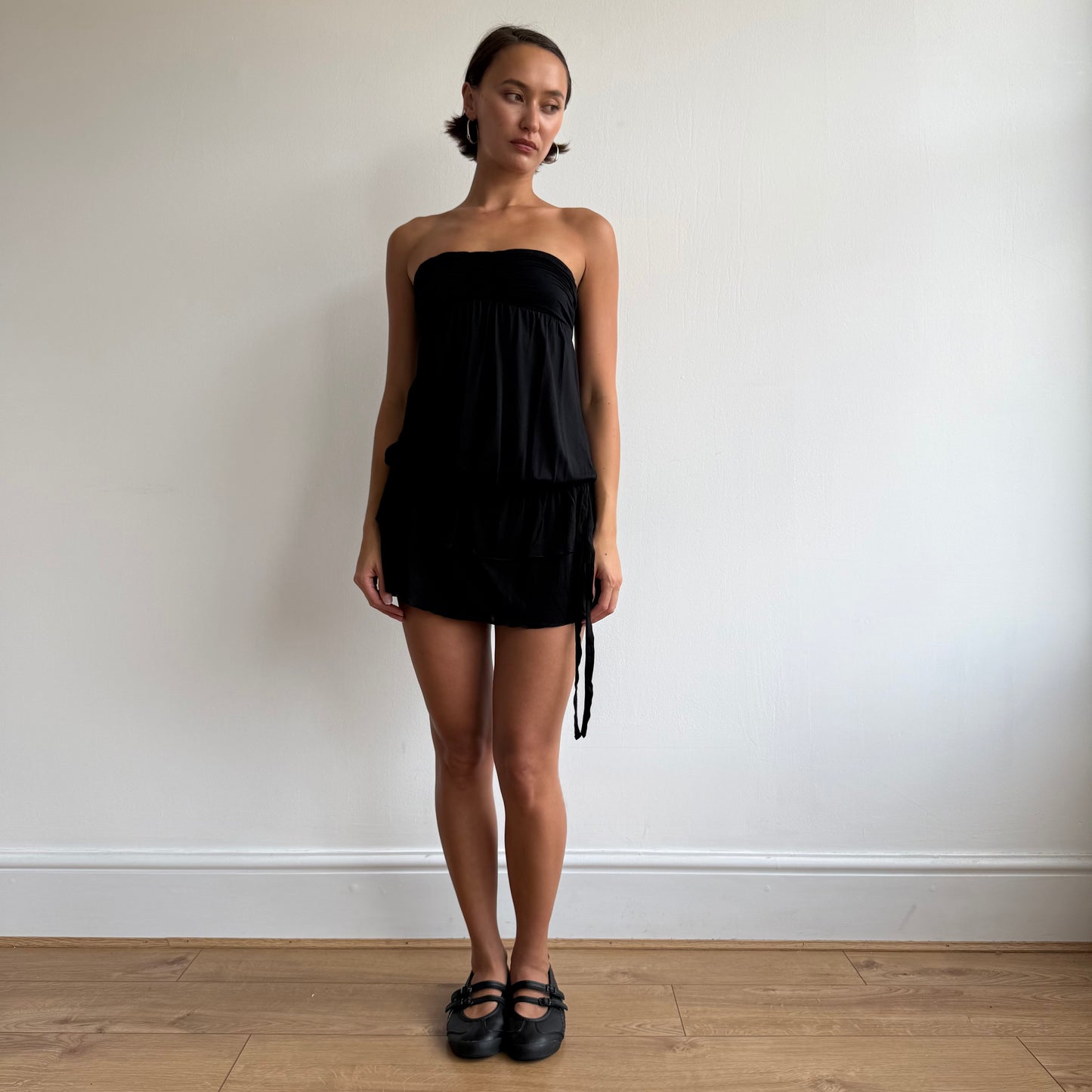 Black ruched mini dress - Size S
