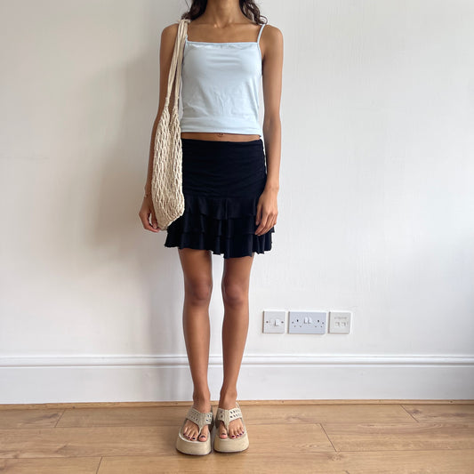 Black ruffle rara mini skirt - Size S