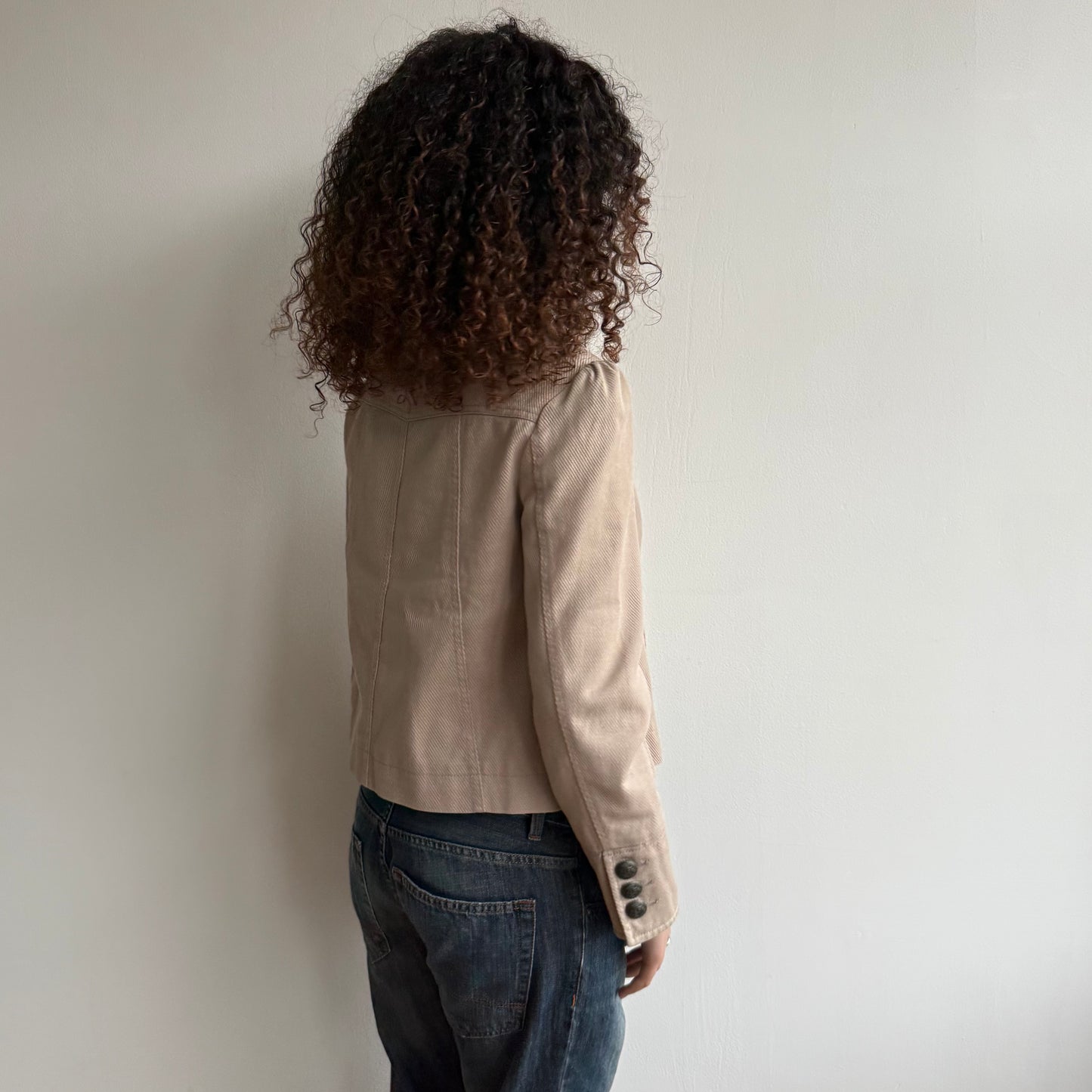 Beige corded peacoat - Size S/M