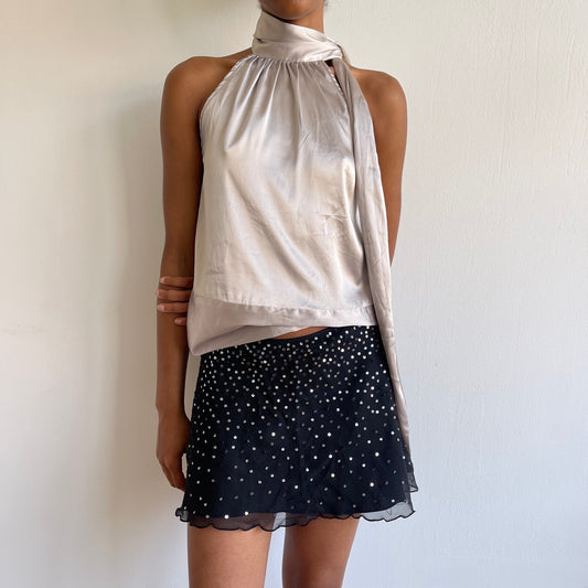 Satin neck-tie blouse - Size S