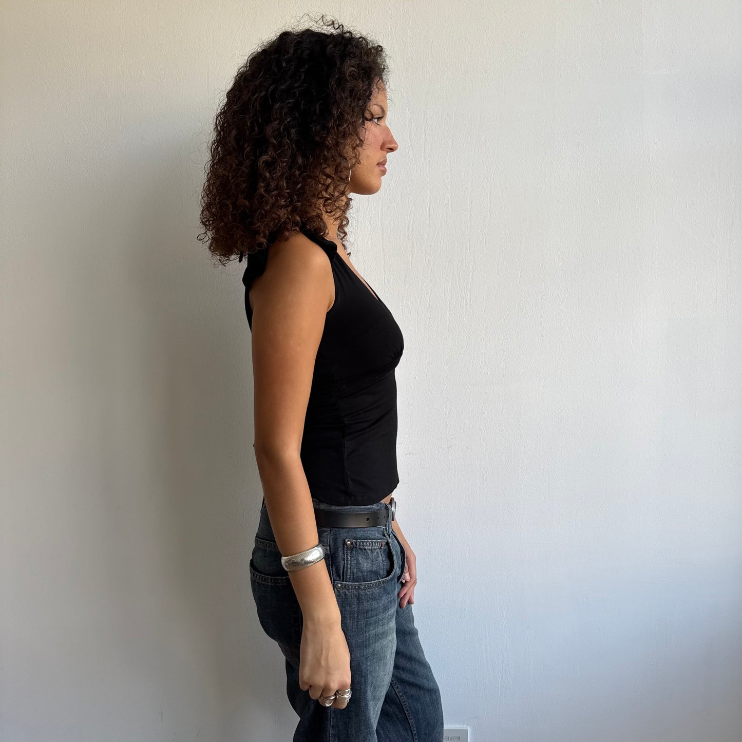 Black keyhole wrap top - Size S