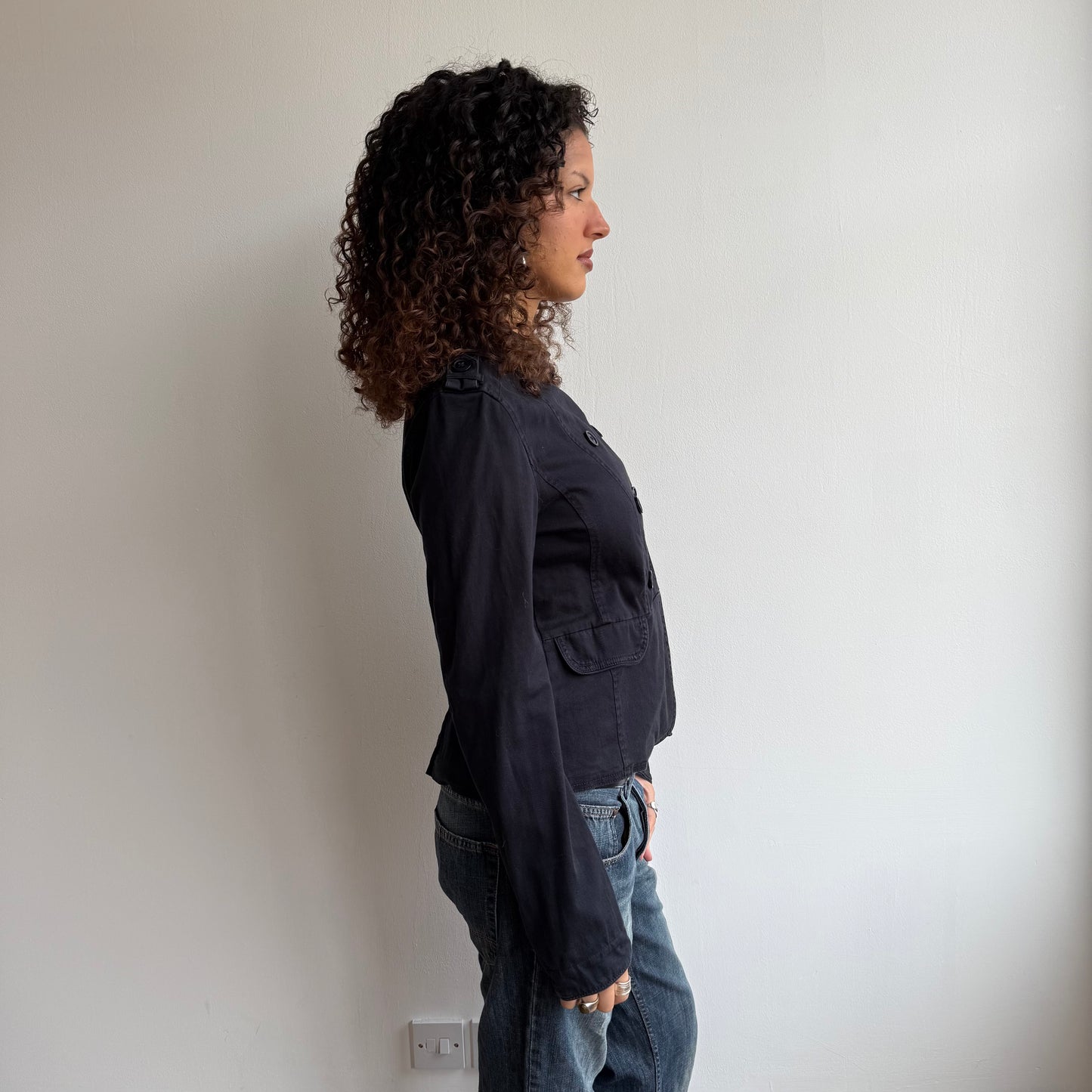 Black asymmetric button peacoat - Size S