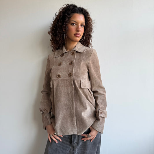 Tan suede peacoat - Size M