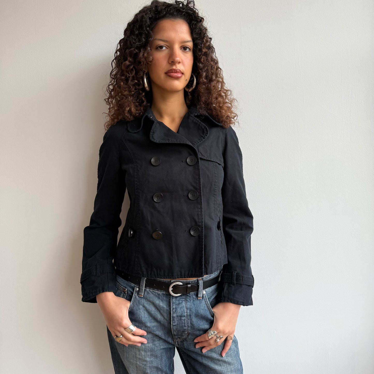 Black double breasted peacoat - Size S