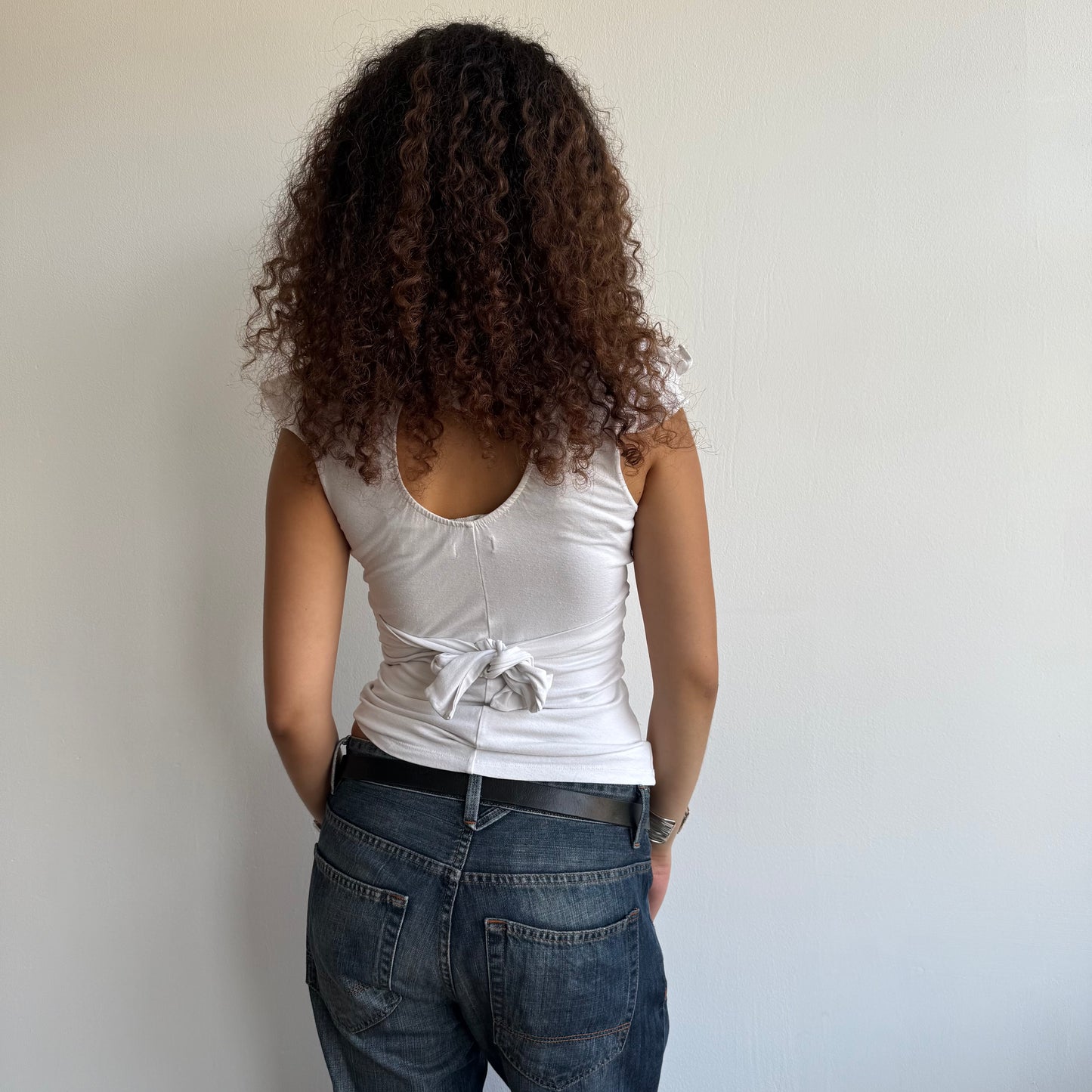 White keyhole wrap top - Size S