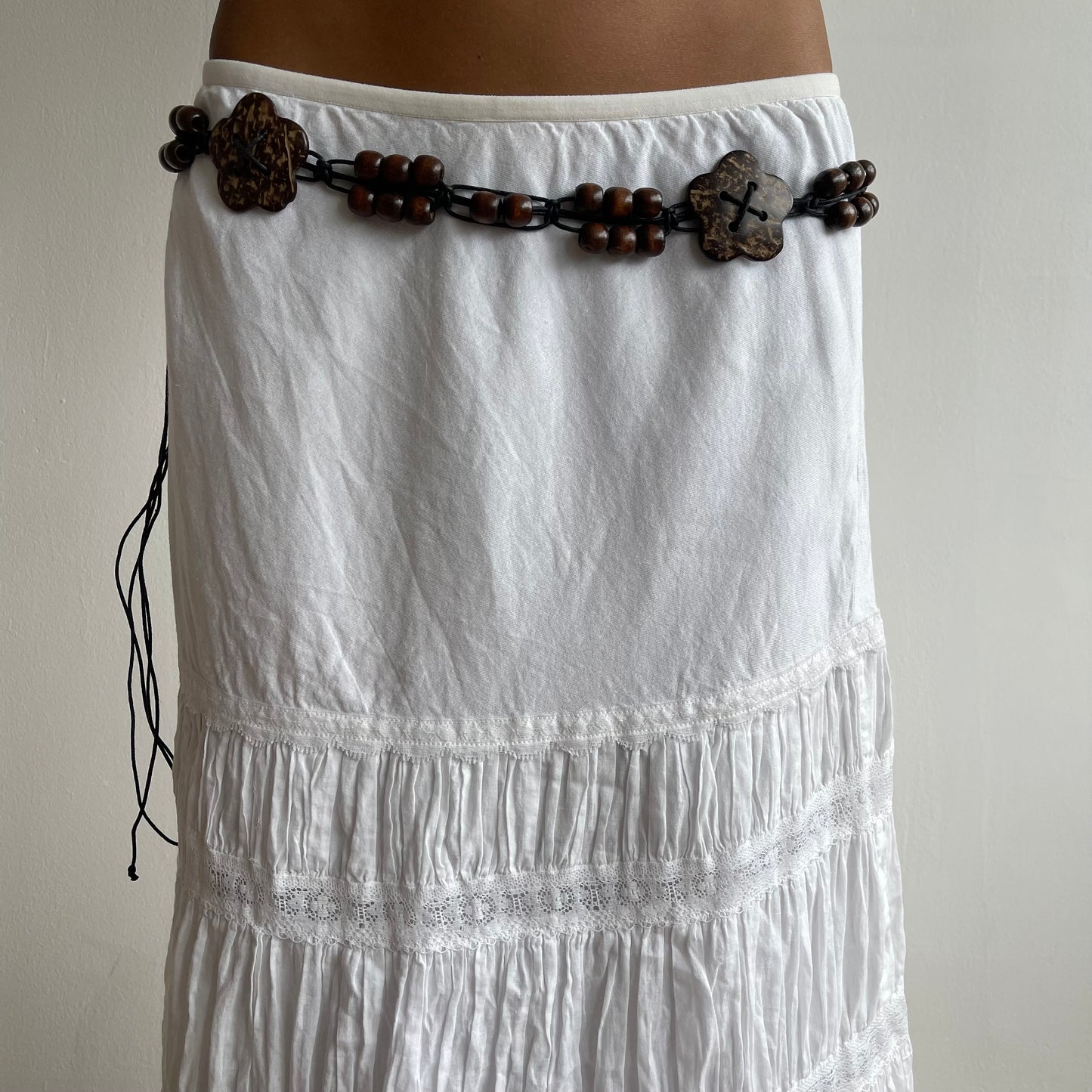 Brown beaded boho belt (2) - O/S