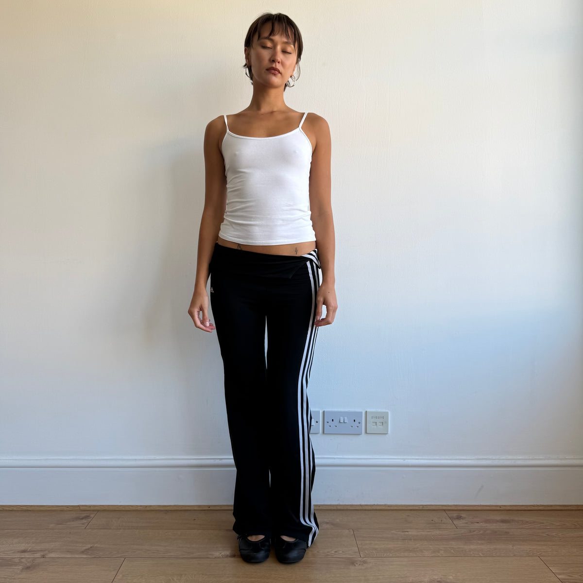Black Adidas fold waist yoga pants - Size XS