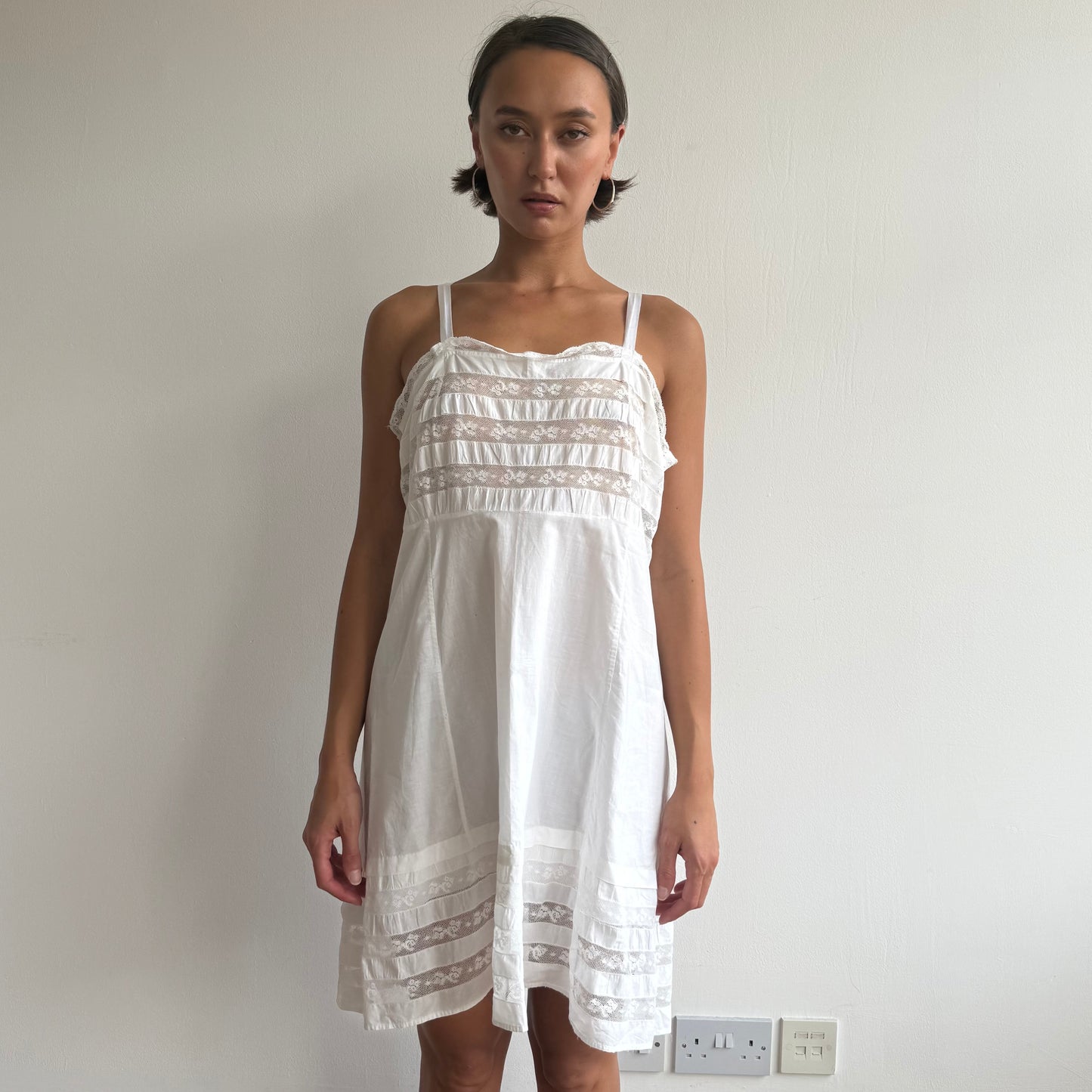 White lace insert milkmaid dress - Size L