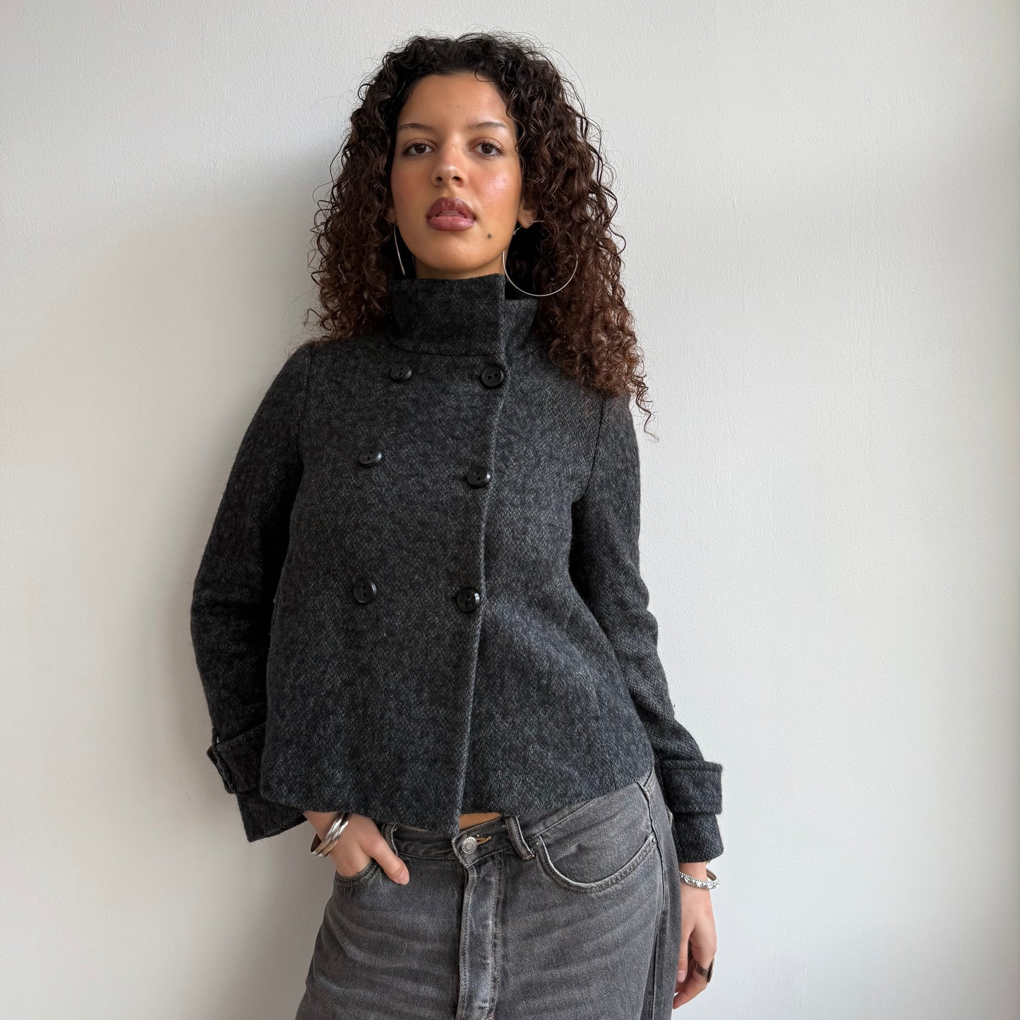 Grey peacoat - Size S