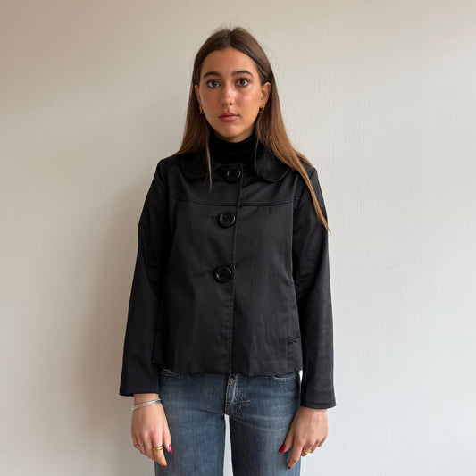 Black satin peacoat - Size S