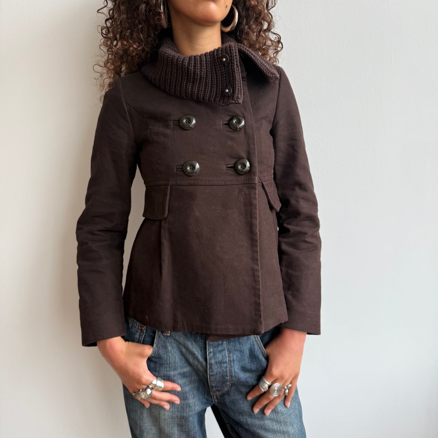 Brown double breasted peacoat - Size S