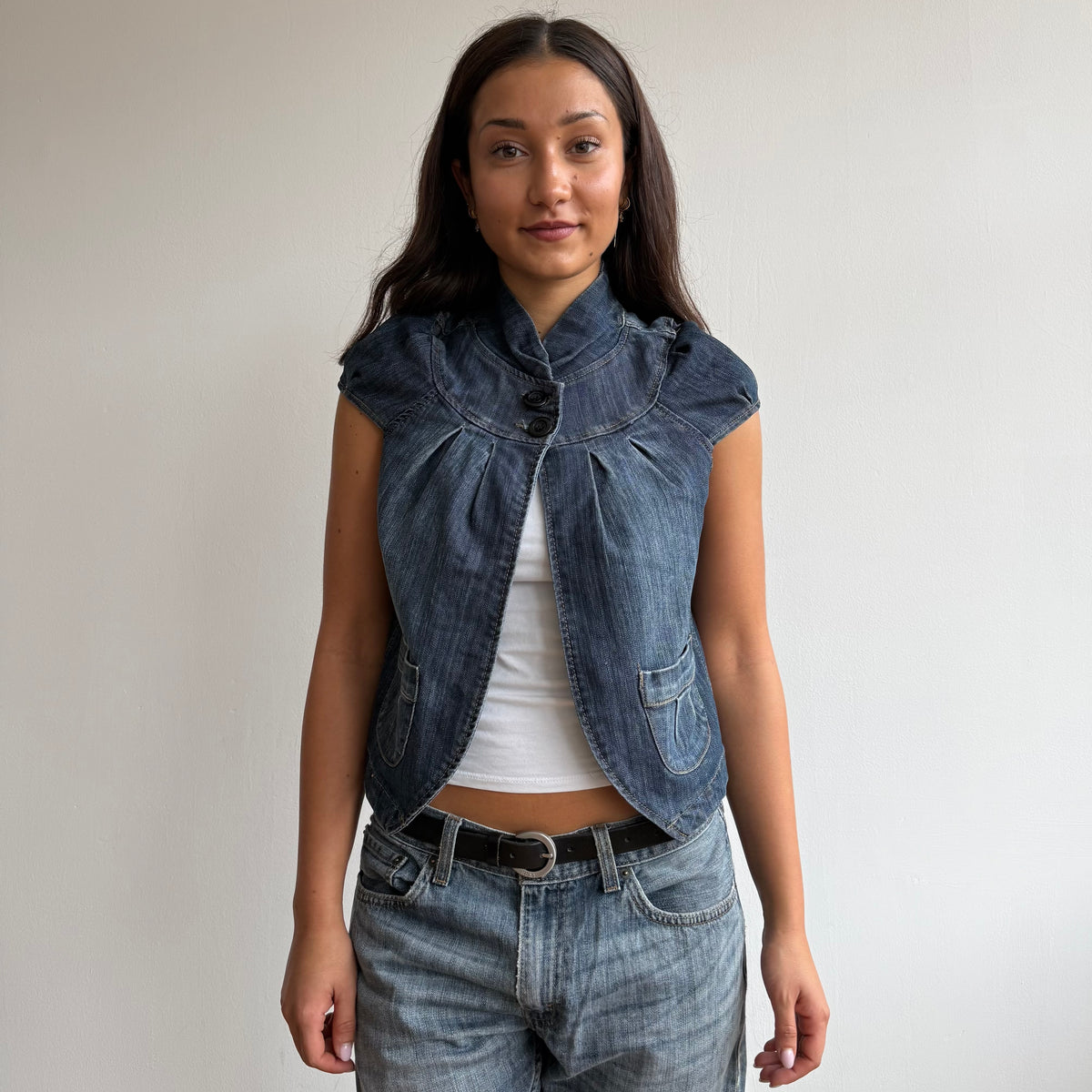 Denim short sleeve peacoat - Size S